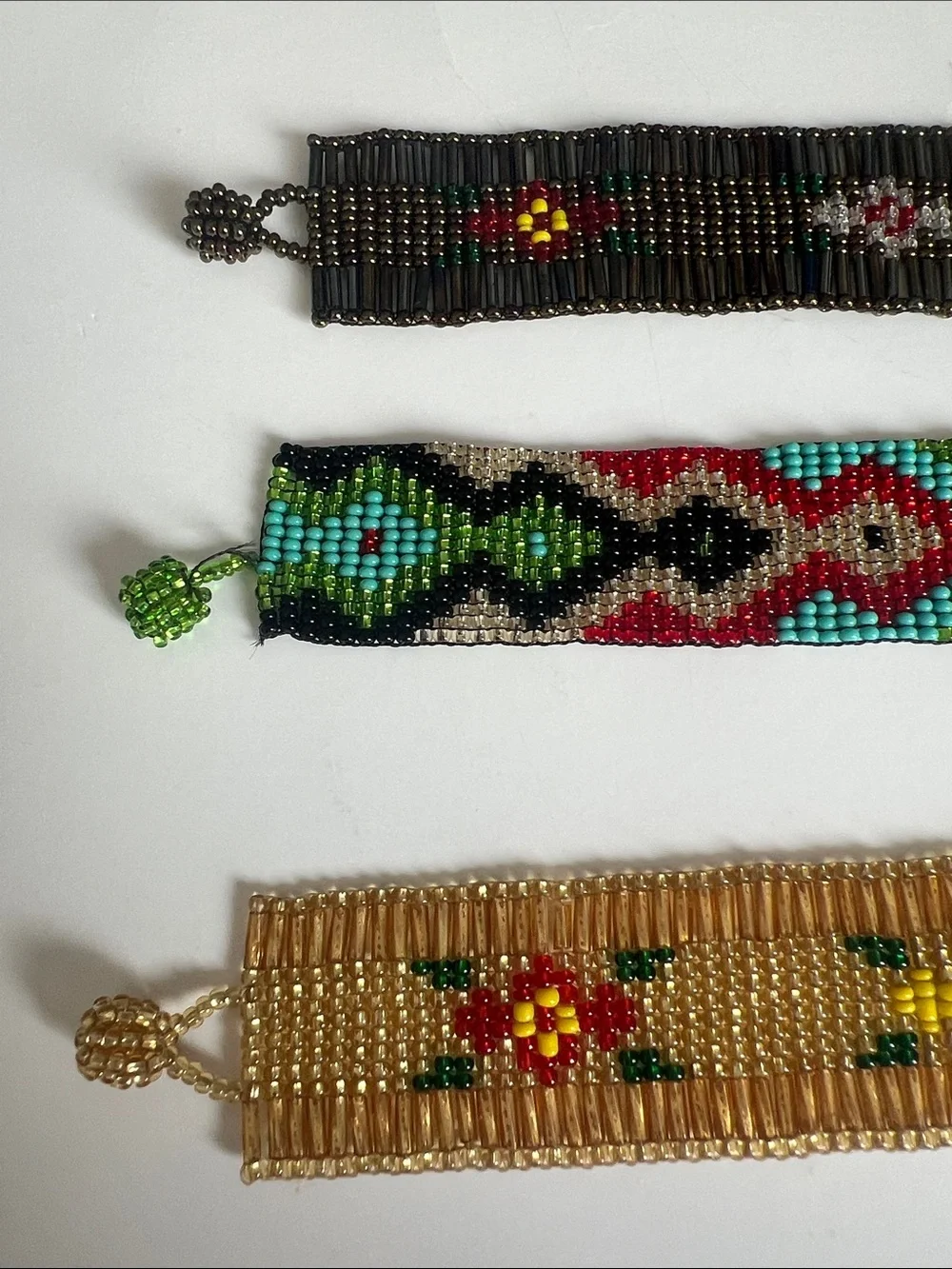 Handmade Beaded Bracelet Set – Black, Gold & Multicolor